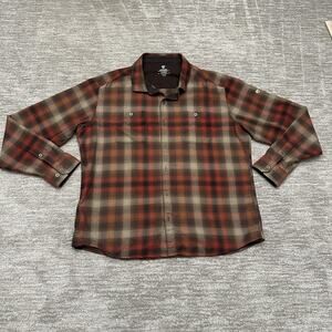 Kuhl Shirt Mens XL Brown Red Plaid Long Sleeve The Law Flannel Hiking Outdoor